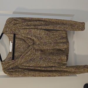 ASTR Olive and Purple Knot Front Blouse